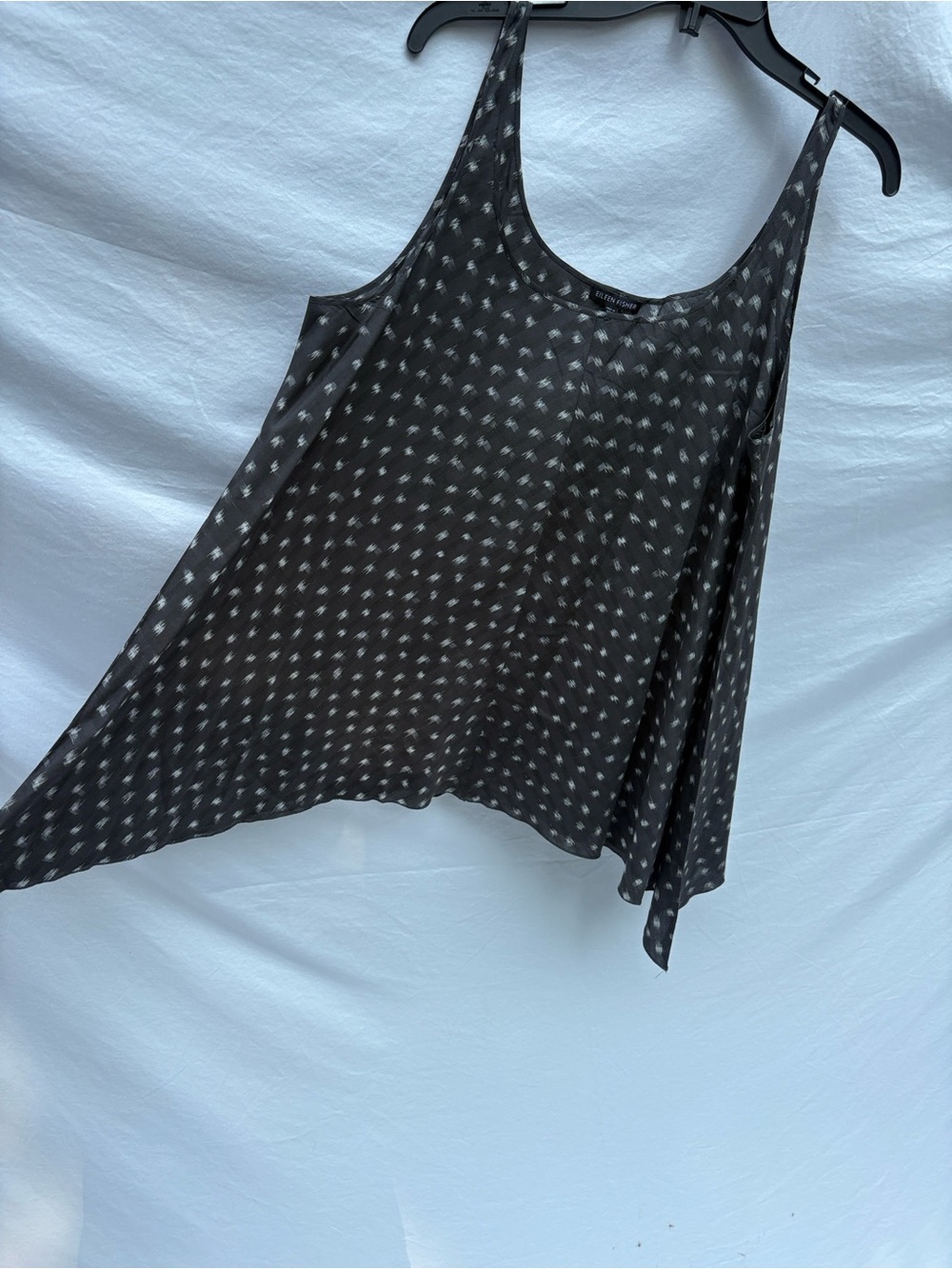 Eileen Fischer Dark Gray Printed Silk Tank Top - Picture 6 of 11